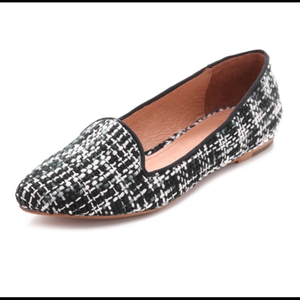 Joie Daydreaming Black White tweed loafers